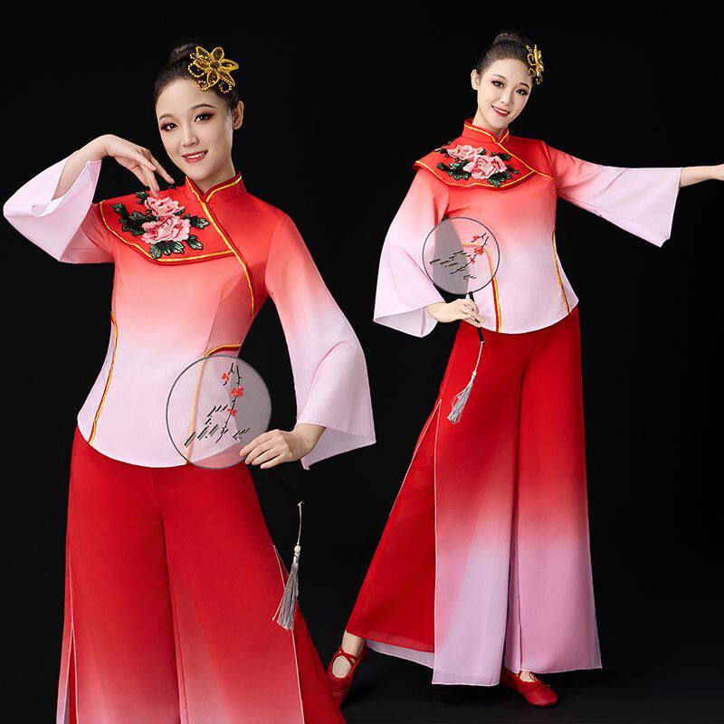 新款秧歌服民族风节日表演服扇子舞伞舞腰鼓舞广场舞表演古典舞服