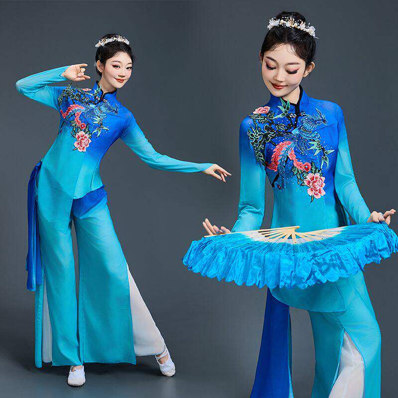 秧歌演出服女成人扇子舞演出服飘逸显瘦中国风胶州秧歌服套装新款