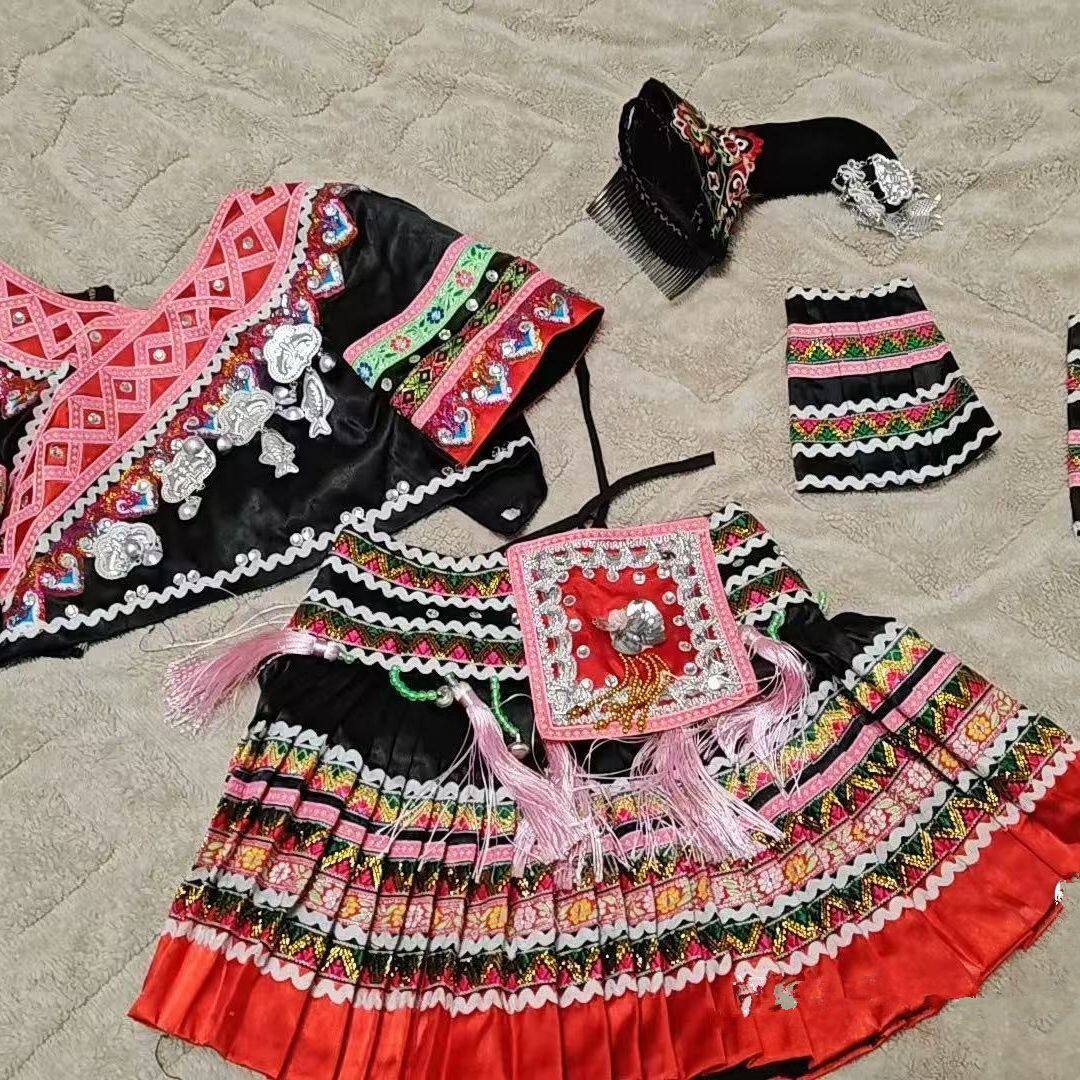 新款可定制苗族酒妹舞蹈服装少数民族独舞演出服土家族艺考服饰女