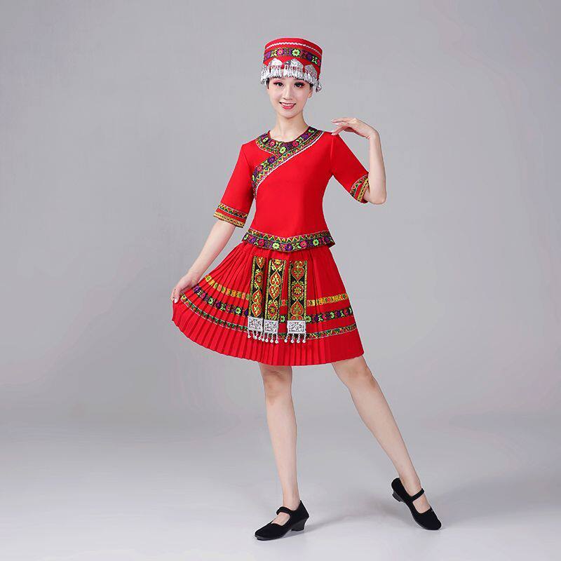 苗族服装女云南少数民族演出服成人表演服饰民族风舞蹈裙短裙套装