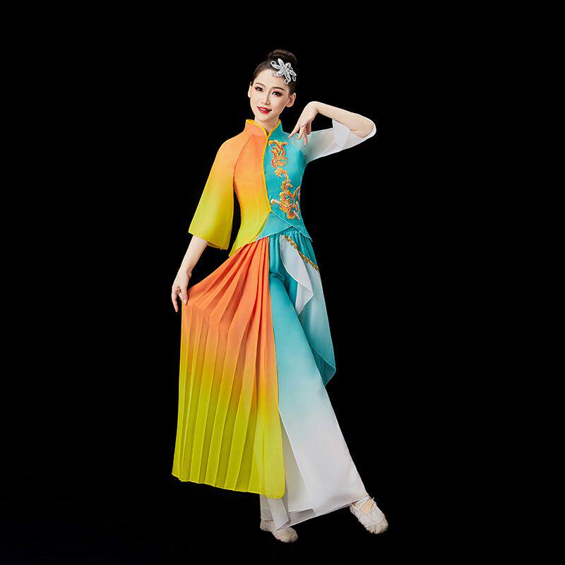 古典舞演出服女飘逸艺考中国风套装古装希望田野广场扇子舞蹈服装