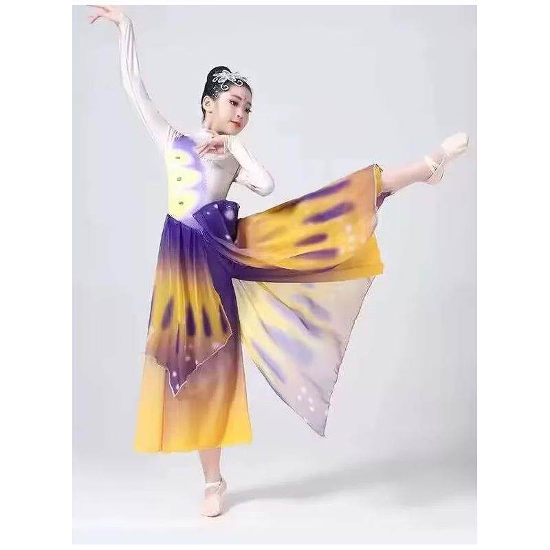 古典舞渐变色2024新款十八焕蝶伴舞舞蹈服演出服女中国风飘逸服装