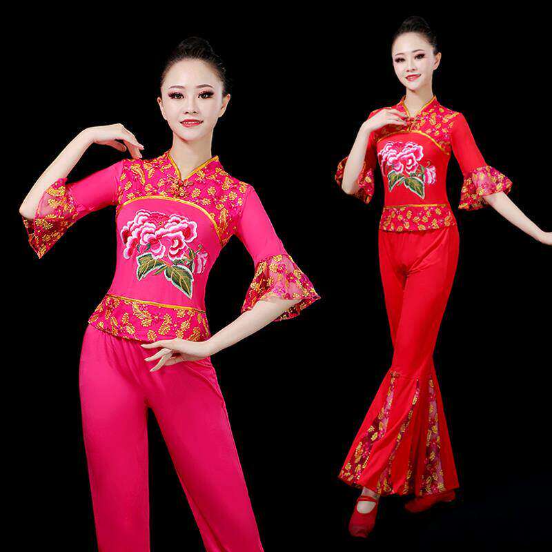 杨丽萍广场舞服装女民族风新款套装牛奶丝中老年秧歌服演出服夏季
