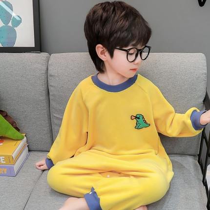 男童连体睡衣秋冬卡通珊瑚绒加厚法兰绒儿童家居服爬服男宝宝护肚