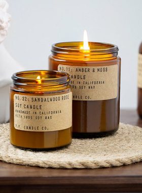 P.F. CANDLE CO美国进口香薰蜡烛卧室房间持久精油香氛PF琥珀苔藓