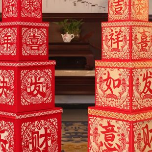 龙年礼盒装饰品摆件新年橱窗道具酒店商场布置用品春节堆头礼物盒