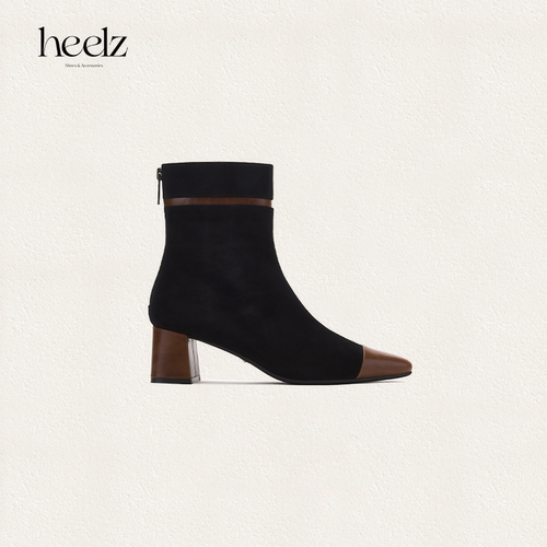 heelz真皮方头5.5公分短靴