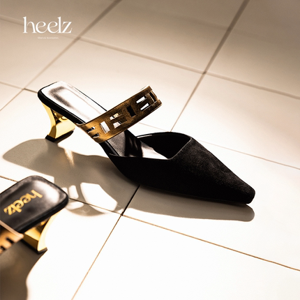 heelz设计师手工鞋履 ｜繁花系列几何条带穆勒鞋4.5公分