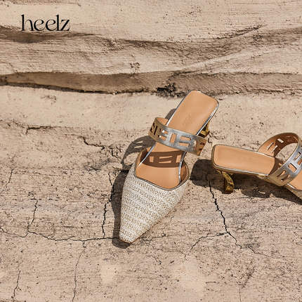 heelz设计师手工鞋履｜H繁花拉菲草穆勒鞋4.5公分