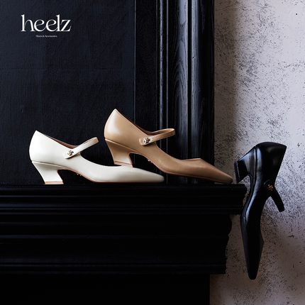 heelz设计师手工鞋履 ｜H兰花扣油蜡羊皮玛丽珍4.5公分