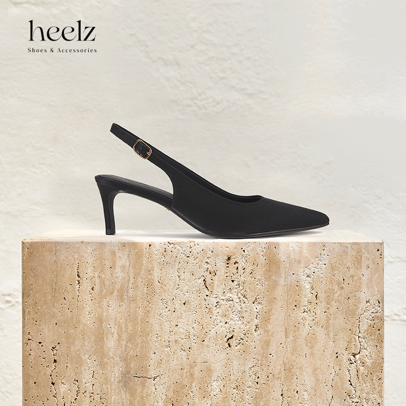 heelz尖头牛皮Sling-back6公分