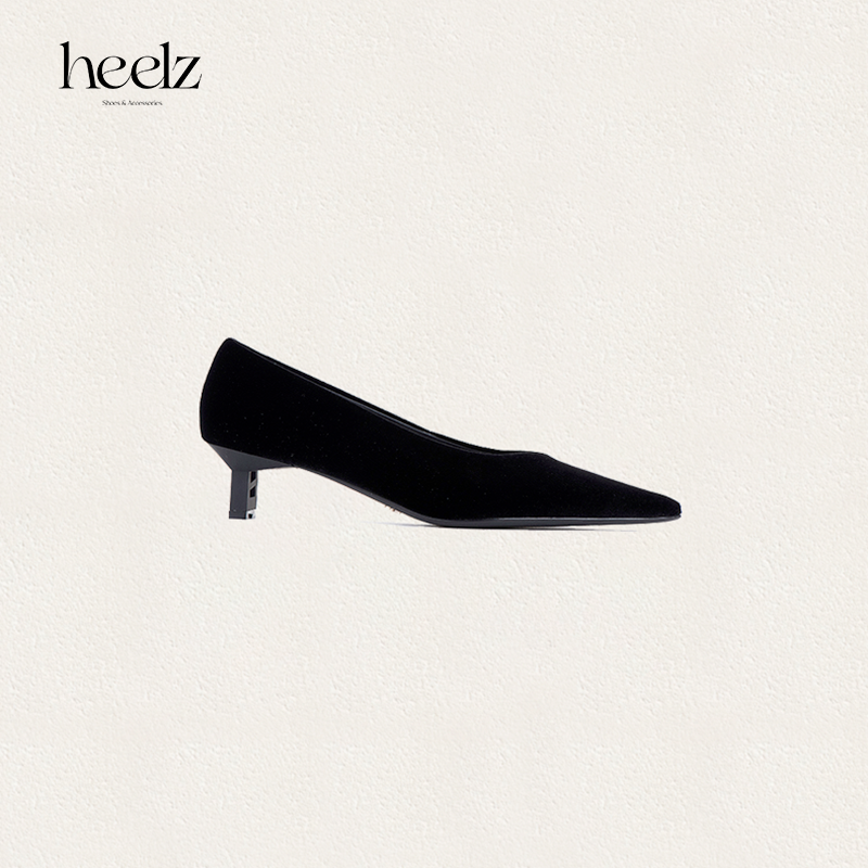 heelz设计师手工鞋履 ｜H小猫跟天鹅绒单鞋4.5公分