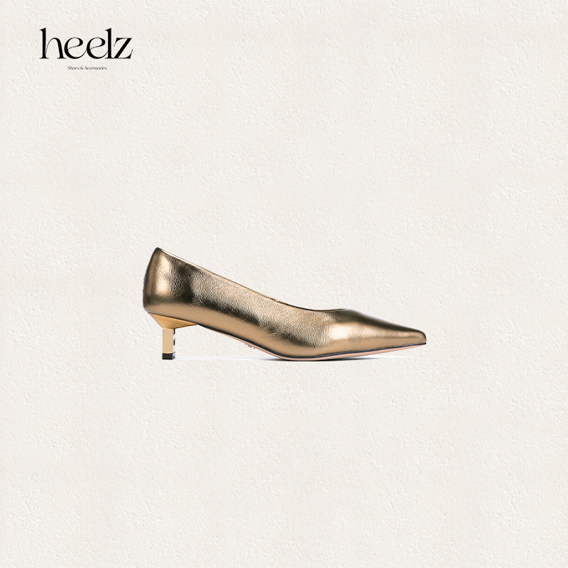 heelzH小猫跟V口羊皮尖头单鞋