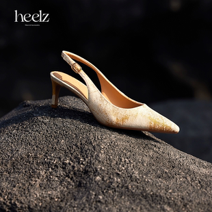 6公分 back heelz艺术工坊系列 ｜手绘描金羊皮Sling