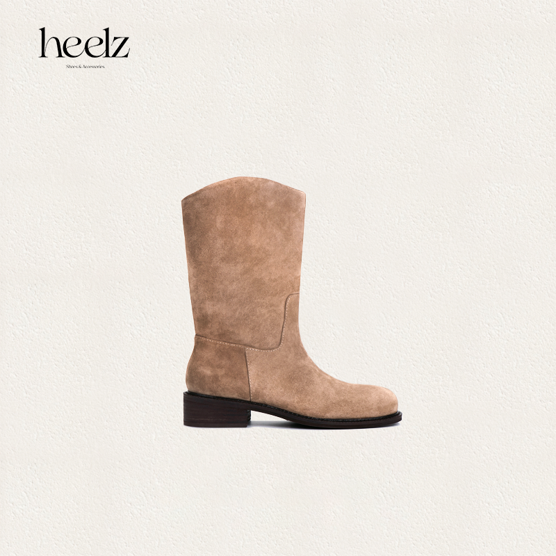 heelz设计师手工鞋履 ｜手工做旧层皮跟牛翻毛皮 西部靴  4 公 分