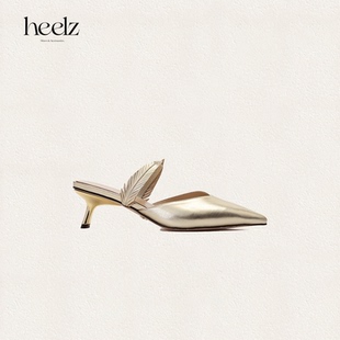 heelz ｜BAMBOO竹叶小猫跟Slingback羊皮两穿50mm 艺术工坊系列