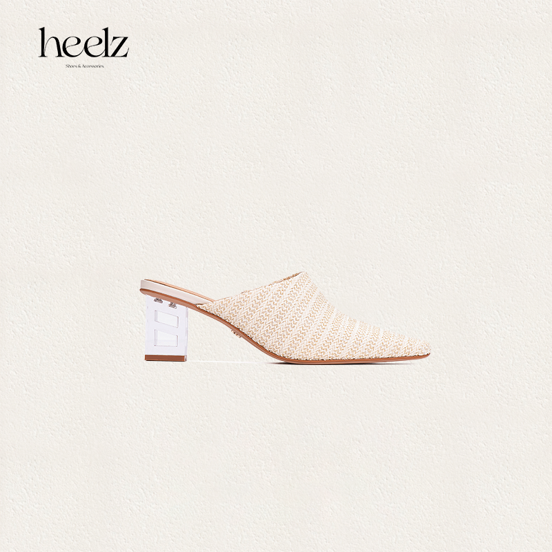 heelz设计师鞋履 |H 水晶跟拉菲草穆勒鞋 6公分
