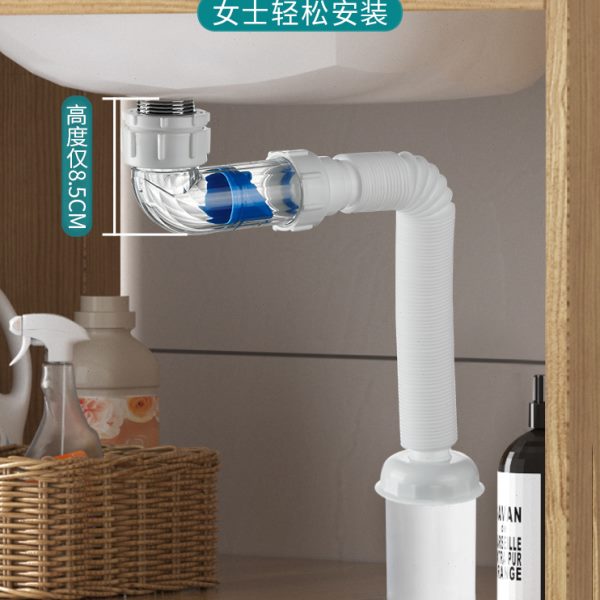 洗手盆下水管洗脸池漏水面台盆下水器道配件横排排水管防返臭神器