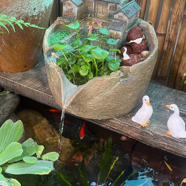 微景观流水古法鱼缸水循环造景过滤器养鱼生态缸庭院水景摆件景观