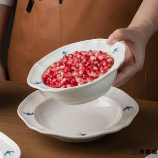 泡面碗椭圆盘马克杯碗家用家用高颜值餐具耐高温米饭 覆古碗饭碗装