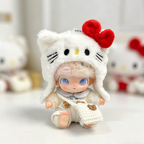 DIMOO新生日记系列娃衣搪胶毛绒挂件奶萌新生KT背带裤着替