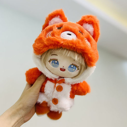 20cm棉花娃娃衣服熊猫连体衣小狐狸小兔连帽大衣+鞋子无属性娃衣