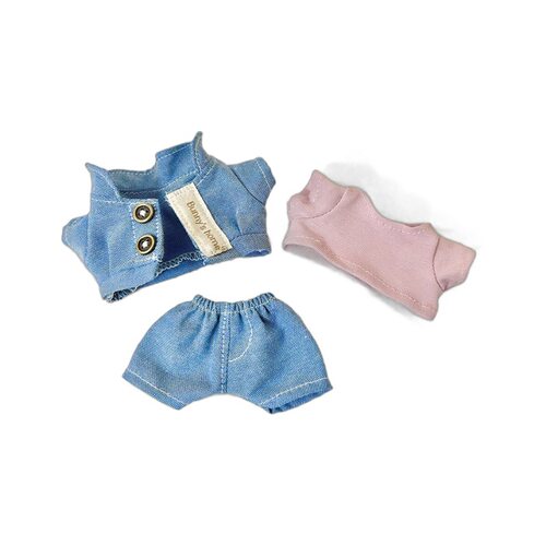 仅衣服】17cm挂件盲盒拉布布着替Labubu公仔衣服双扣牛仔三件套