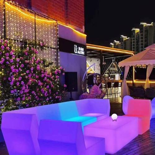 ktv发光茶几转角沙发组合户外露天酒吧桌椅商用卡座创意网红沙发