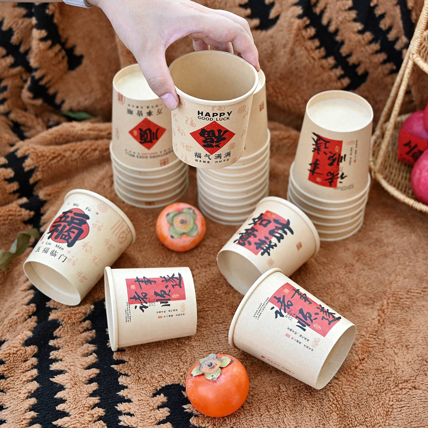 红豆沙小圆子打包盒粥杯汤杯免贴