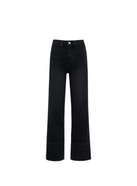 【洗水黑阔腿牛仔裤】简约百搭设计感直筒裤W23CT1003