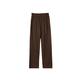 W23AU6038 米索棉纯色宽松直筒休闲长裤 春游甩甩裤