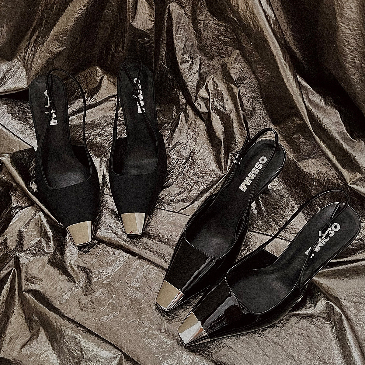 金属鞋头拼色头层牛皮+羊皮内里高跟鞋23ZUAI75,女鞋,浅口单鞋,淘宝优惠券,粉丝福利购,淘宝优惠卷