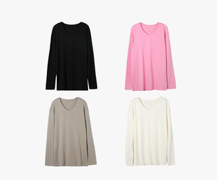 短袖 超柔亲肤百搭显瘦V领长袖 糯米棉T2.0