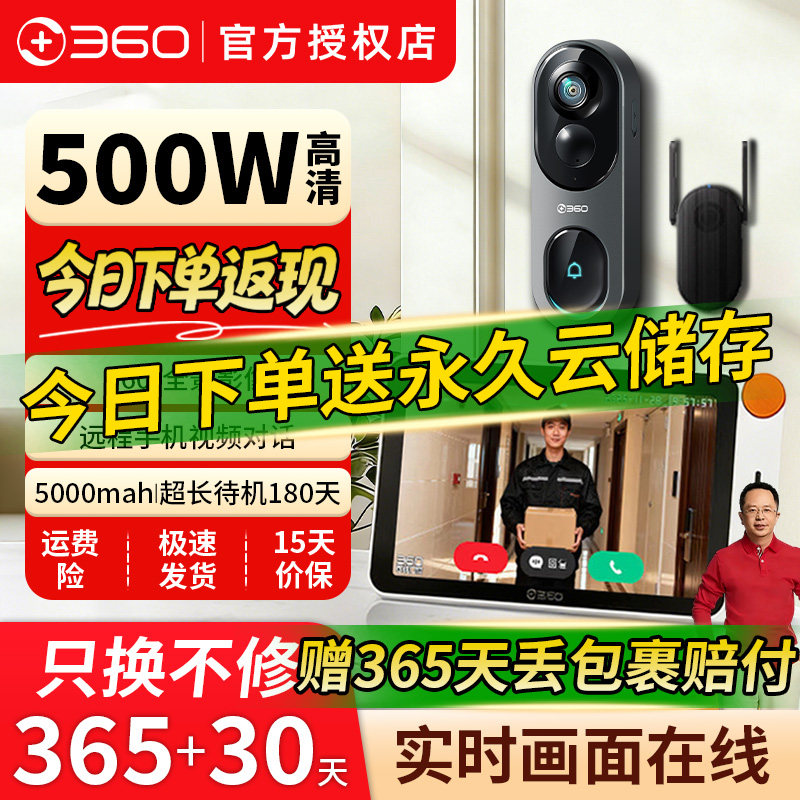 360可视门铃显示屏幕套装图片