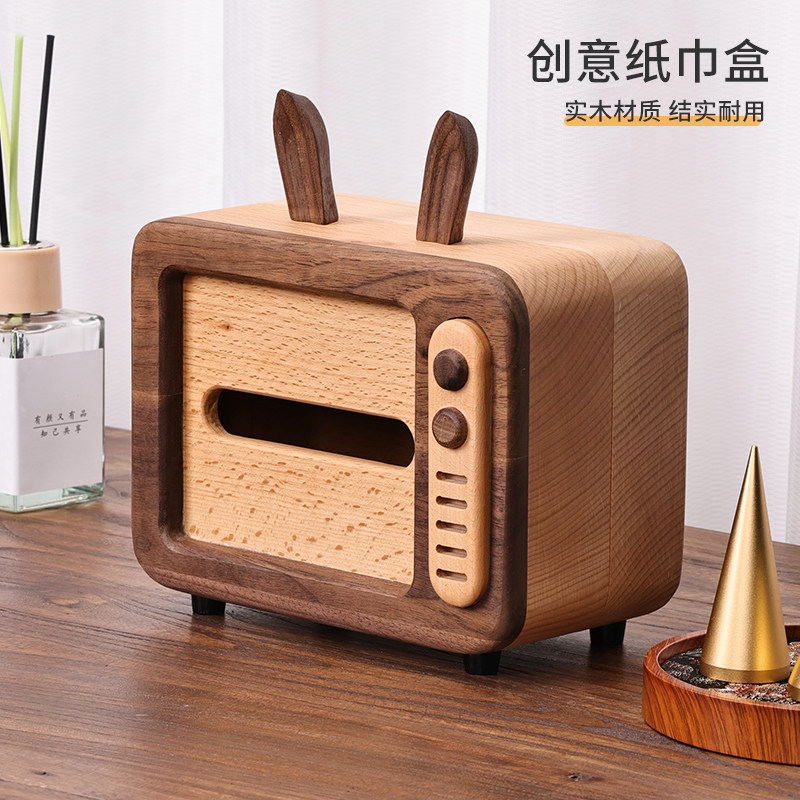 创意兔子纸巾盒可爱卡通客厅卧室婴儿房纸巾实木收纳盒桌面摆件,收纳整理,纸巾盒,淘宝优惠券,粉丝福利购,淘宝优惠卷