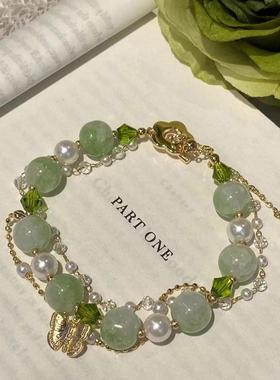翠湖蝶梦水水晶绿三层手链