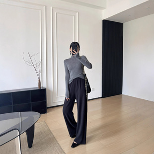 ROW系一条过冬！无缝肌理gala超舒服羊绒醋酸面膜直筒神裤G102020