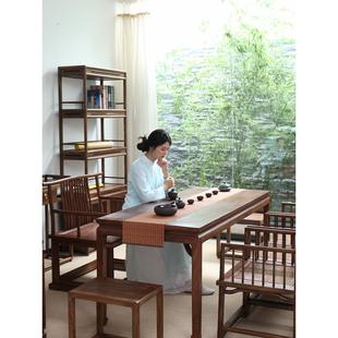 徽州木府老榆木茶桌椅组合新中式 茶台实木茶道桌家用原木餐桌 包邮