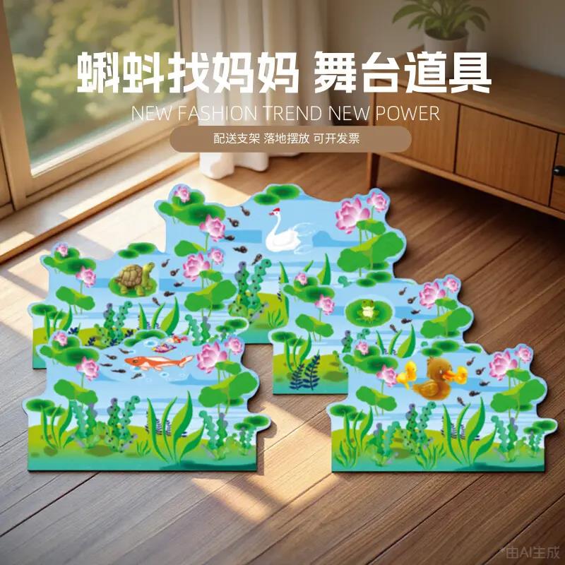 KT板小蝌蚪找妈妈井底之蛙狼来了壁虎找尾巴故事绘本舞台表演道具