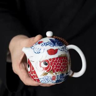 功夫茶具带过滤龙旦壶 茶壶泡茶单壶圆融蛋武单个高档家用满花中式