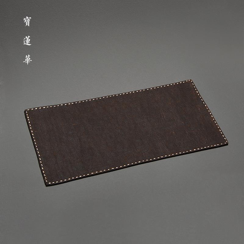 刺子绣边香云纱老料方茶席 手工制布茶席 隔热布垫茶杯垫壶垫茶垫