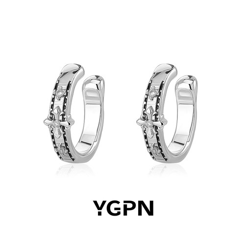 复古十字架莫桑钻耳骨夹女