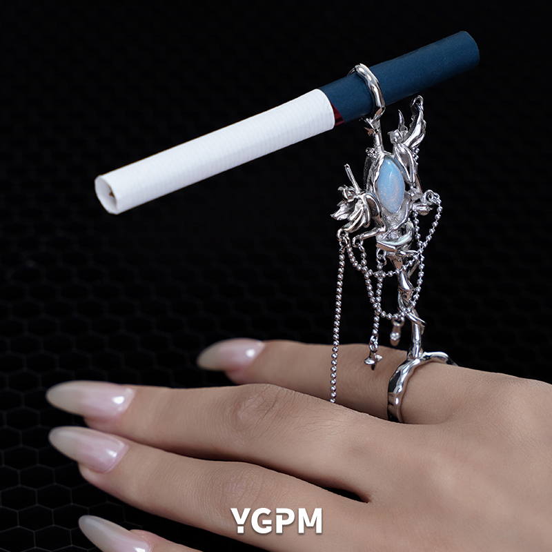 YGPM蛋白石精灵烟夹指环烟托