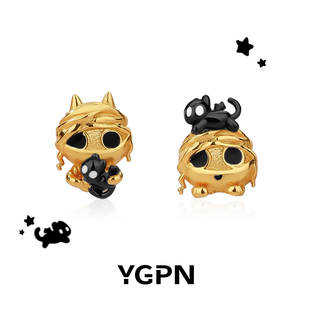 YGPN木乃伊耳环耳钉925银针原创小众设计感甜酷个性小巧精致耳饰