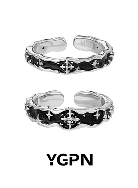 复古鸢尾花戒指女925纯银