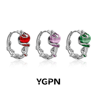 YGPN原创蛇年耳环女小众设计珐琅红蛇耳扣斯莱特林灵蛇本命年耳饰
