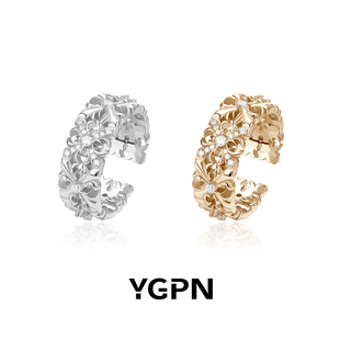 YGPN鸢尾花系列戒指女莫桑钻原创小众满圈设计感复古轻奢开口饰品