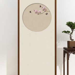 客厅布艺遮挡移动屏风隔断家用 茶室座屏客厅玄关办公入户现代中式