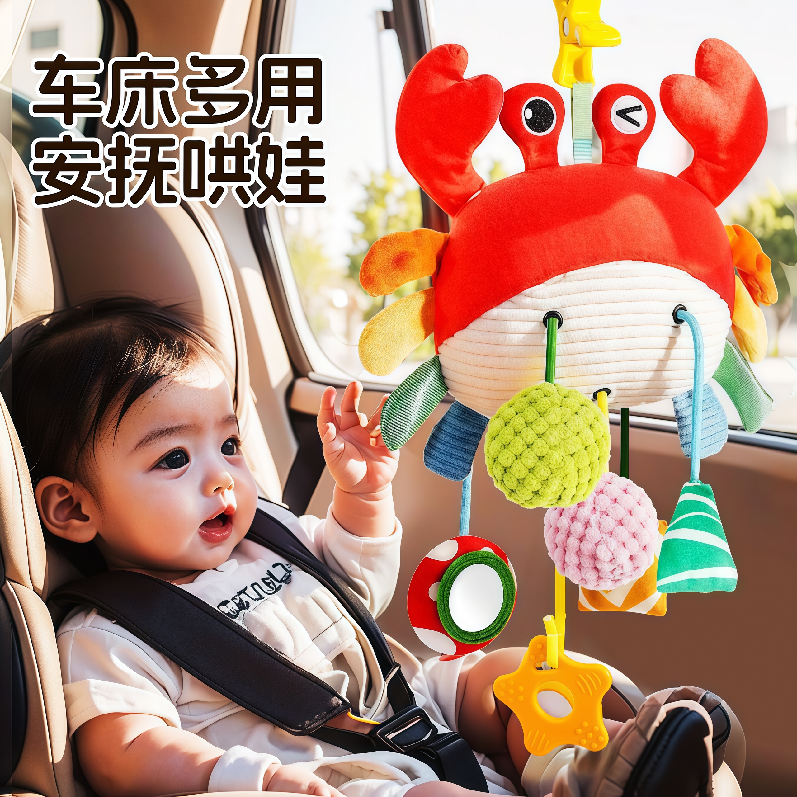宝宝螃蟹抽抽乐拉绳摇铃