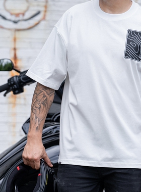 EYE OF STARK 等高线印花百搭宽松T恤夏季新原创潮牌男女短袖休闲